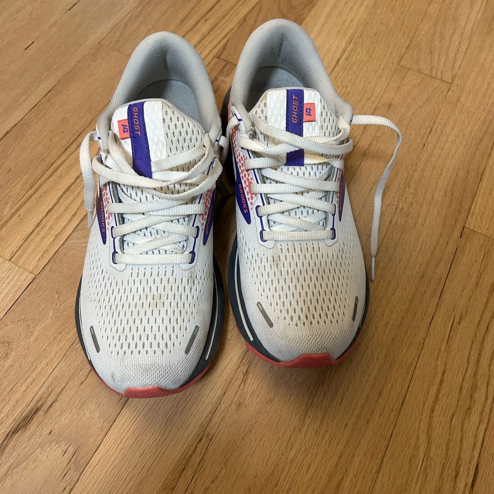 Brooks White and Purple Athletic Shoes